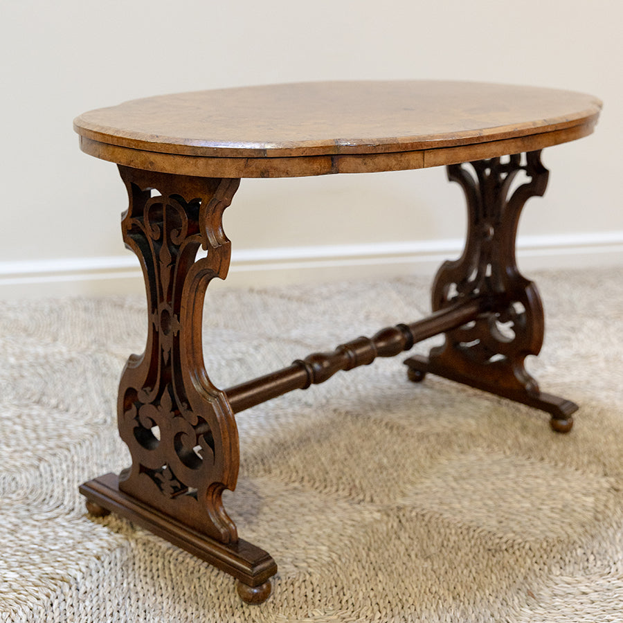 Victorian Small Burr Walnut Sofa Table