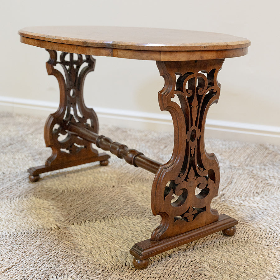 Victorian Small Burr Walnut Sofa Table