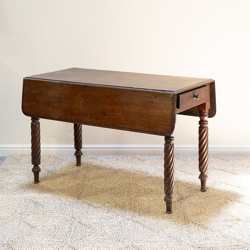 Casual Pembroke Table with Drop Leafs, Roped Legs and Drawer
