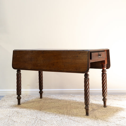 Casual Pembroke Table with Drop Leafs, Roped Legs and Drawer