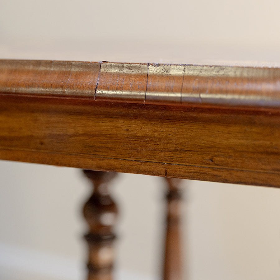 19th C Walnut Octagonal Occasional Table with Leafing Inlay