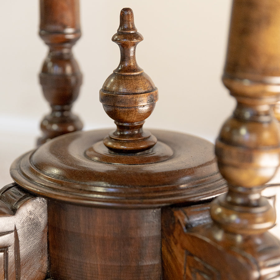 19th C Walnut Octagonal Occasional Table with Leafing Inlay