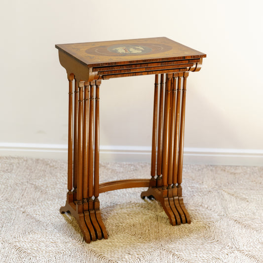 4 Handpainted Nesting Rosewood Tables