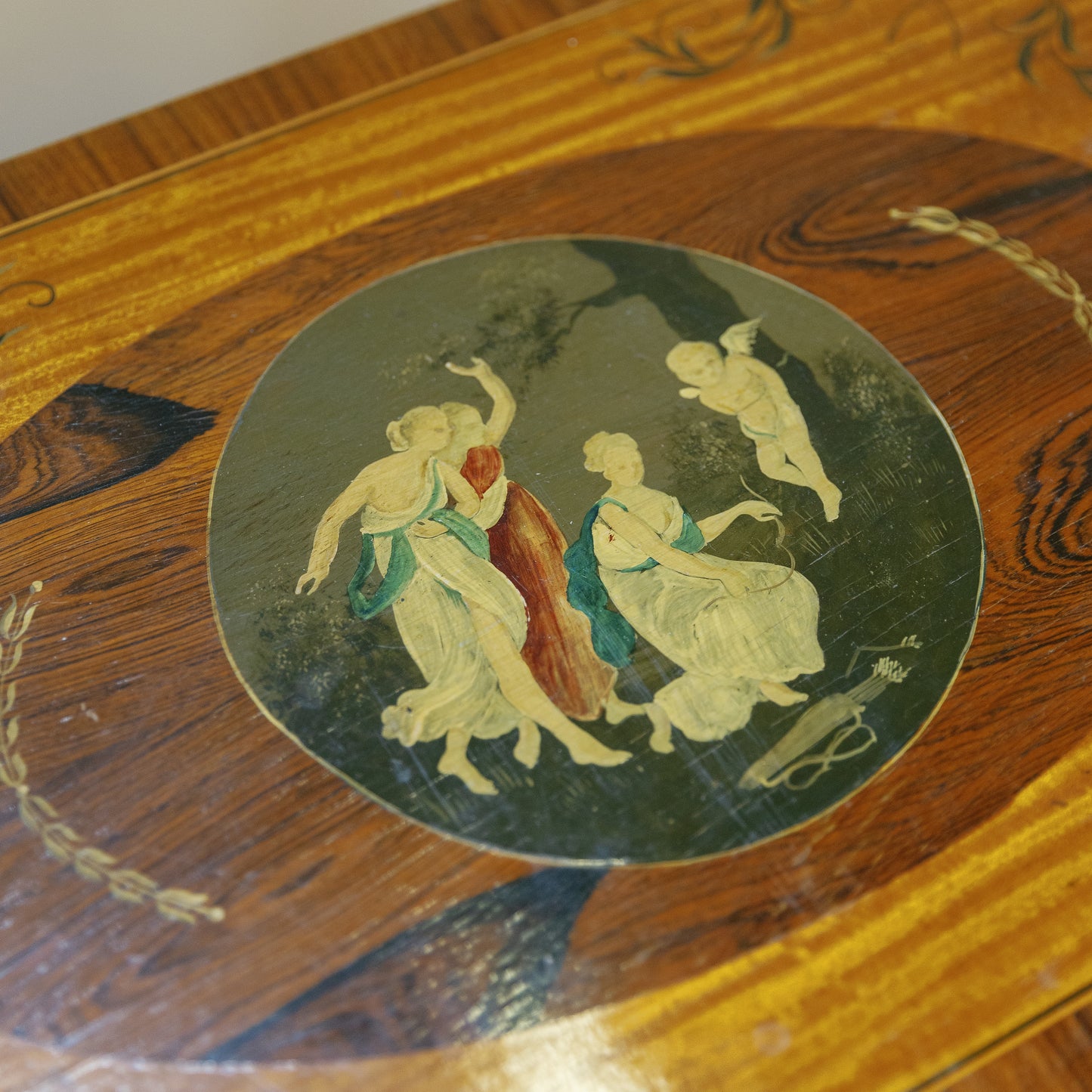 Early 20th Century 4 Handpainted Nesting Rosewood Tables