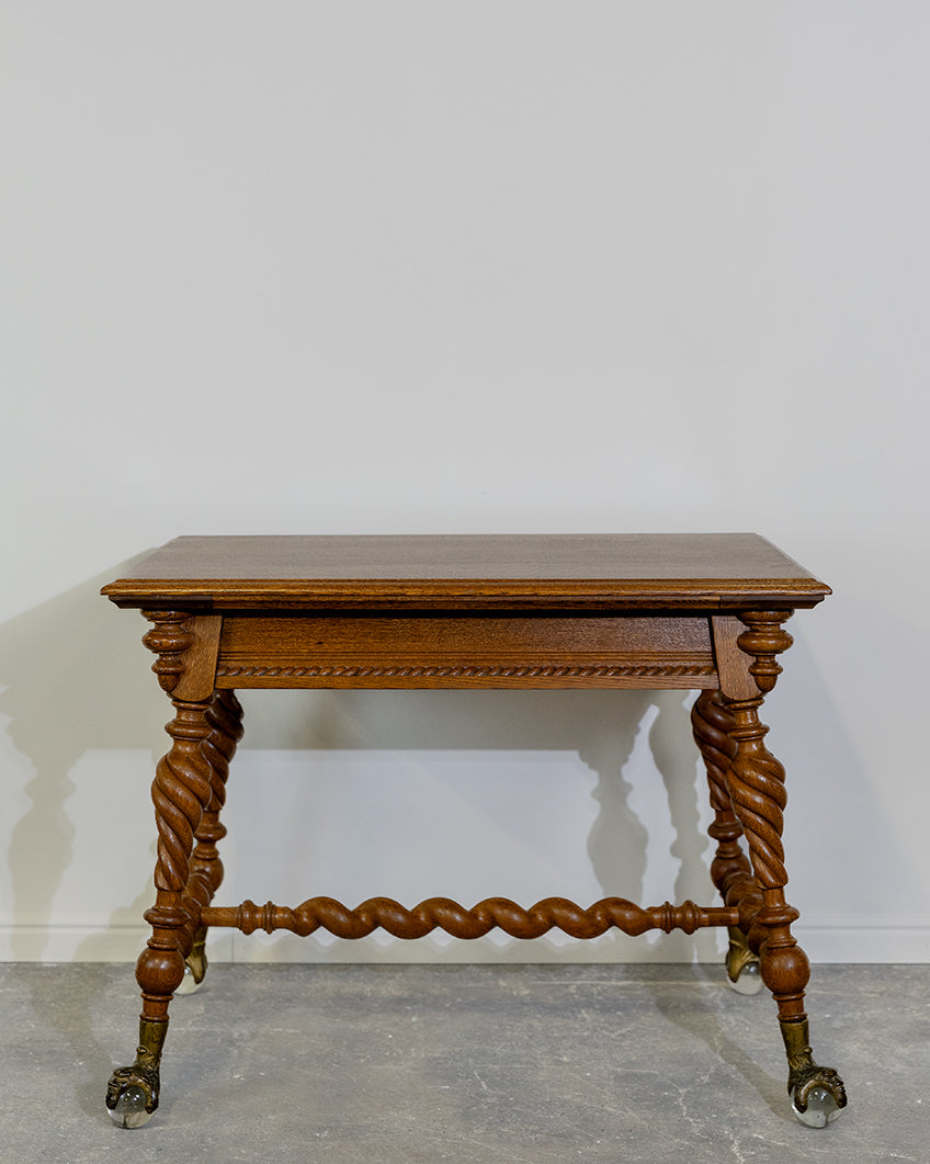 Antique French Louis Oak Barley Table