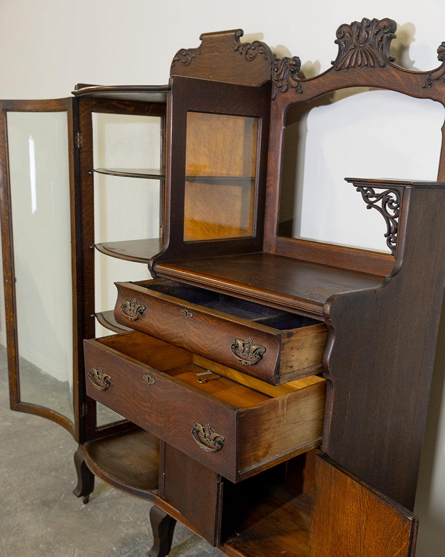 Victorian Curved Glass Cabinet