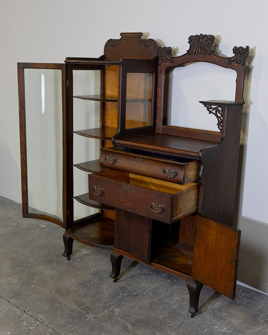 Victorian Curved Glass Cabinet