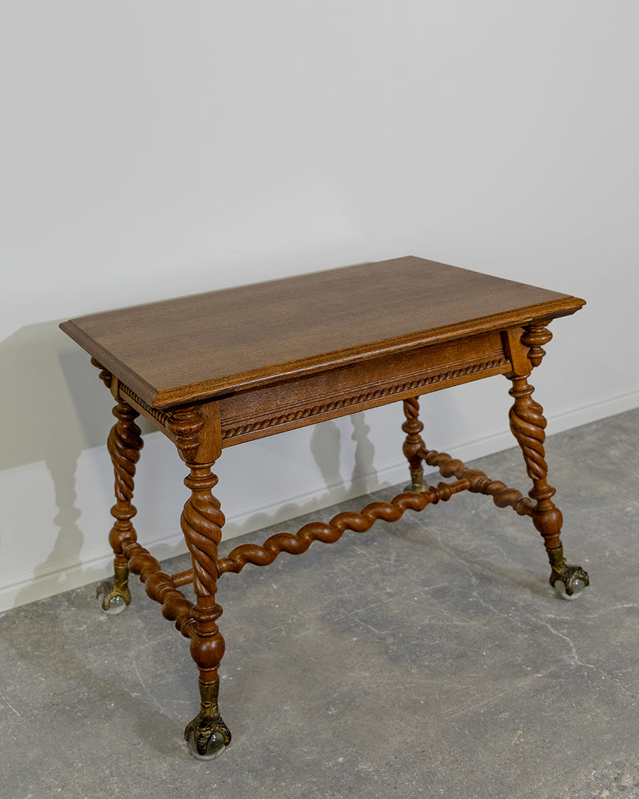 Antique French Louis Oak Barley Table