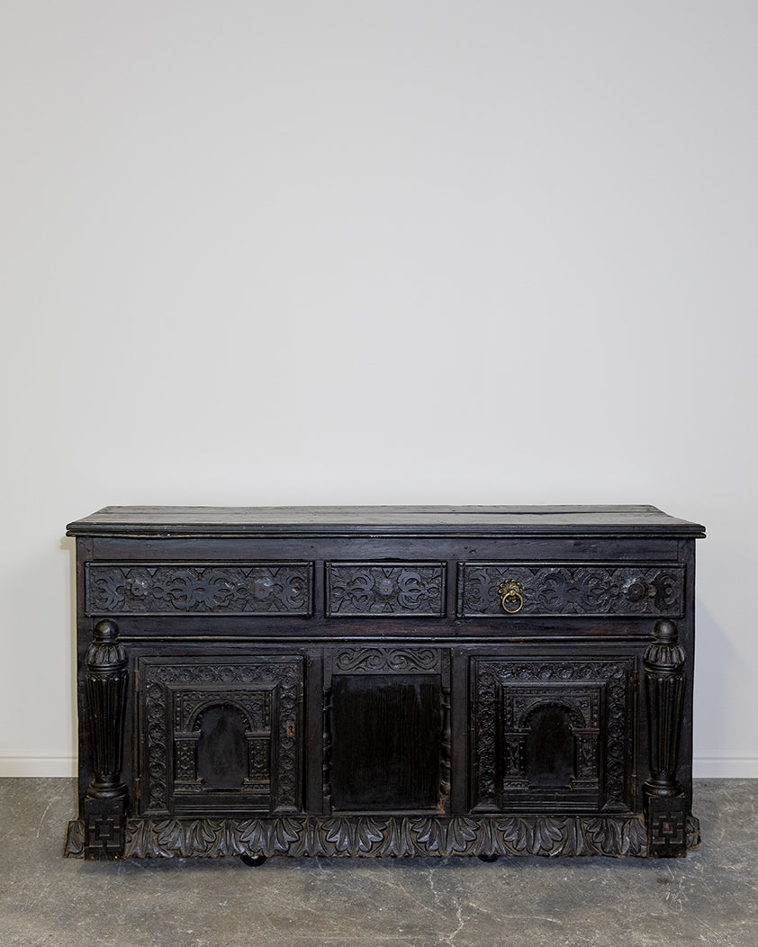 Ornate Carved Oak Sideboard