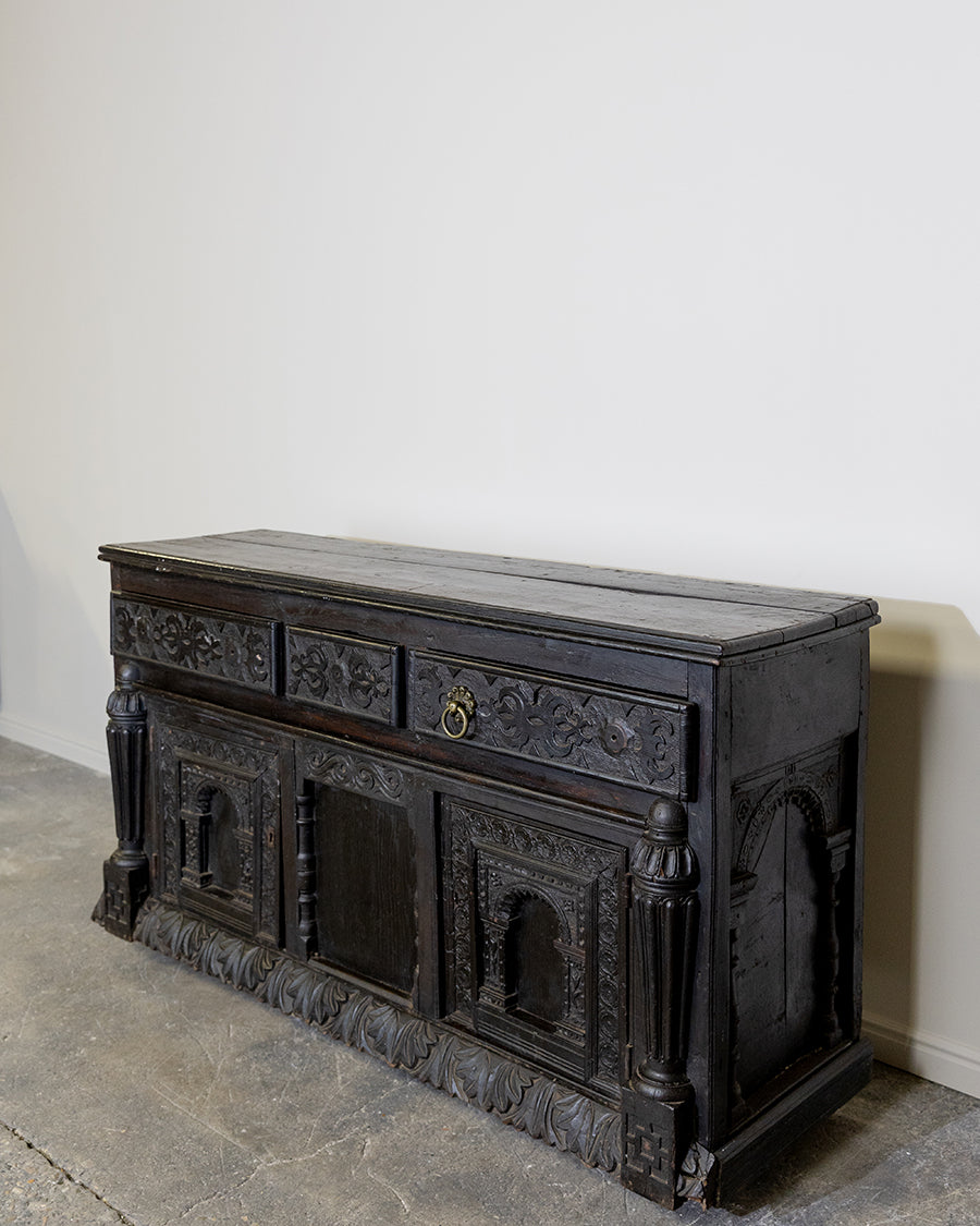 Ornate Carved Oak Sideboard