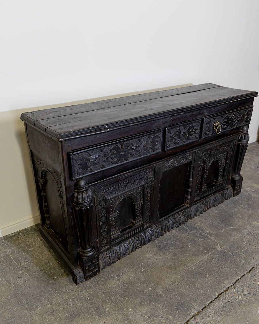 Ornate Carved Oak Sideboard