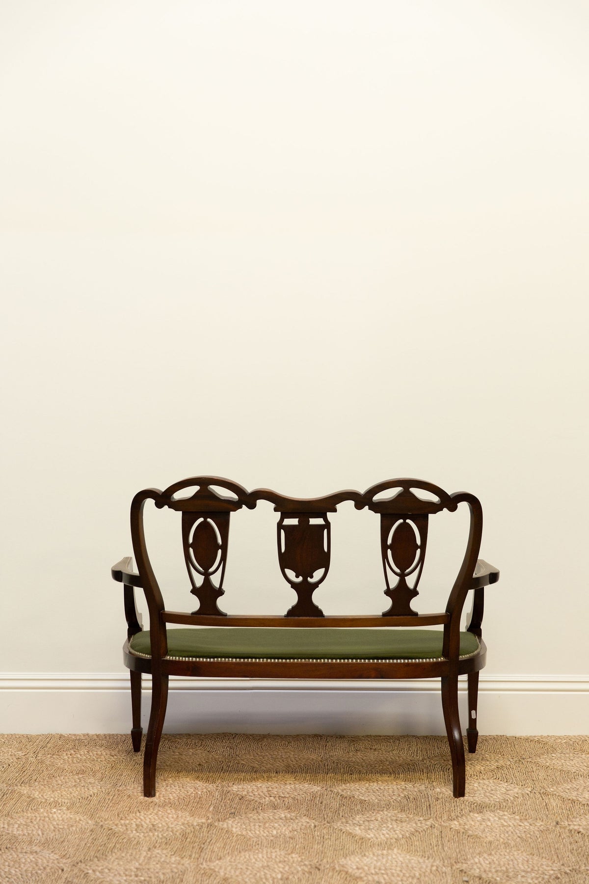 Edwardian Inlaid Velvet Bench
