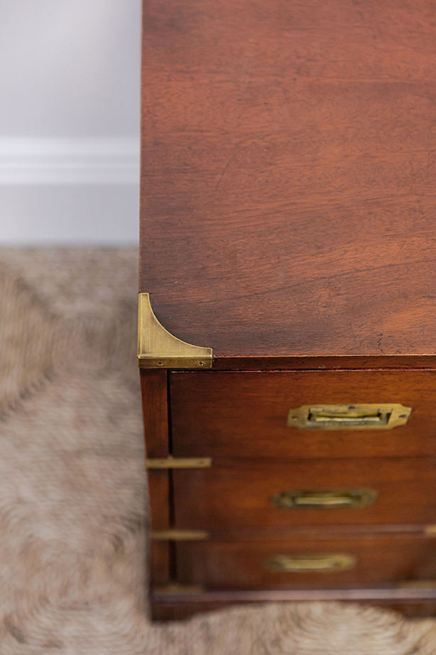 Mahogony Brass Bedside Tables (petite set of 2)