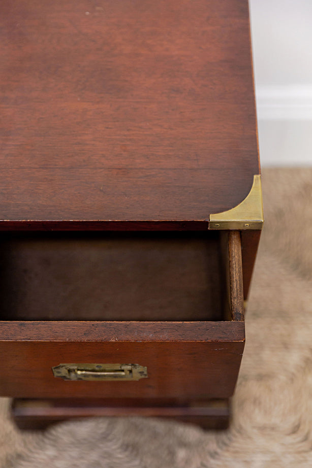 Mahogony Brass Bedside Tables (petite set of 2)