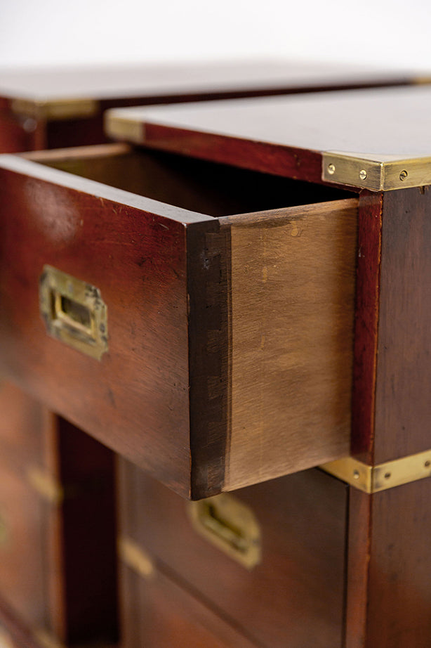 Mahogony Brass Bedside Tables (petite set of 2)