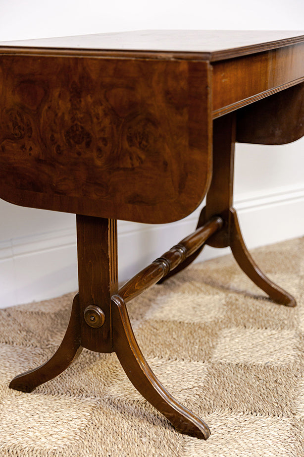 Regency Burr Walnut Sofa Table