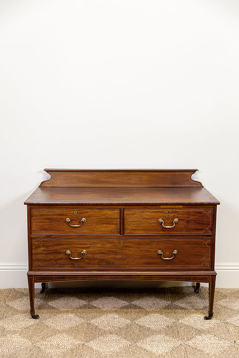 Mahogany Commode on Separate Base Legs w/ Casters