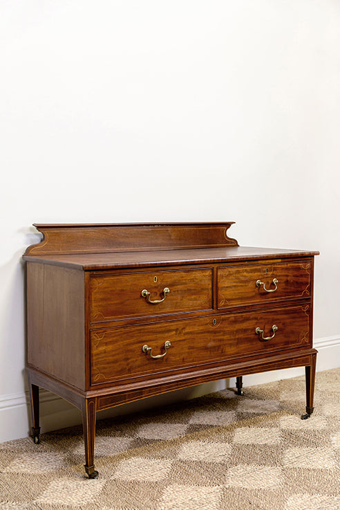 Mahogany Commode on Separate Base Legs w/ Casters