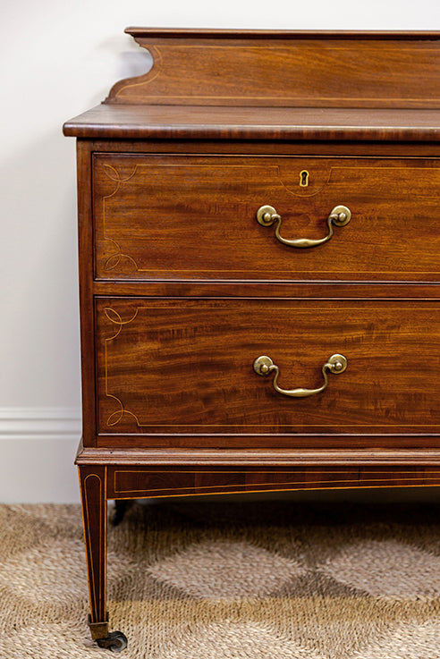 Mahogany Commode on Separate Base Legs w/ Casters