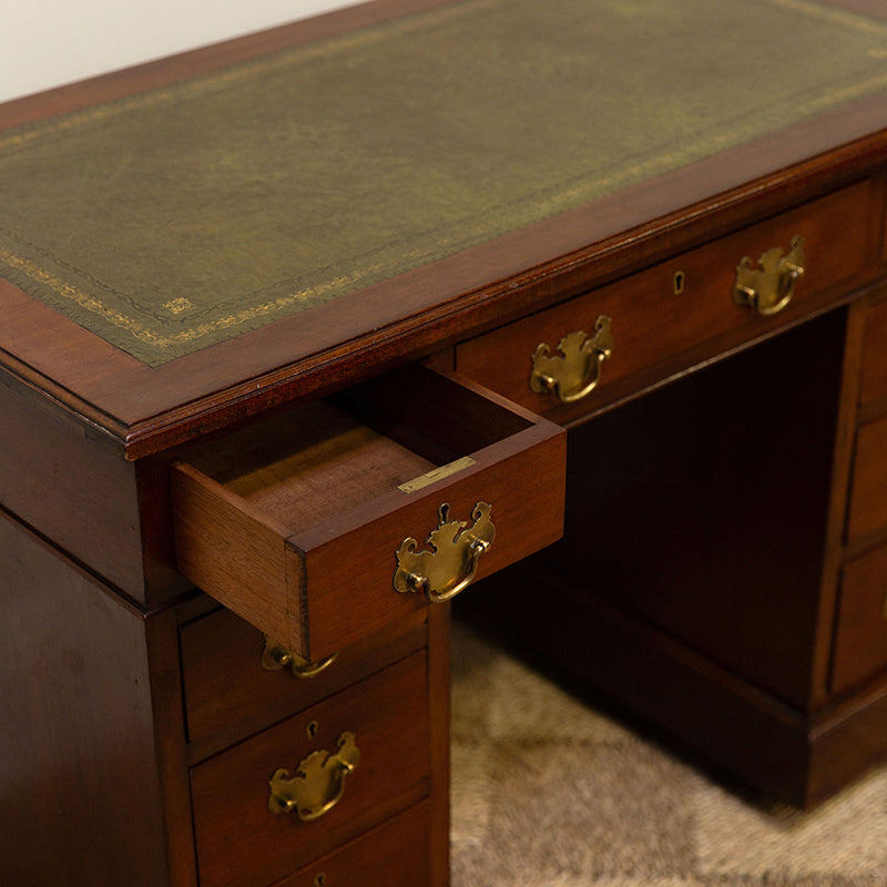Desk with Olive Leather Top