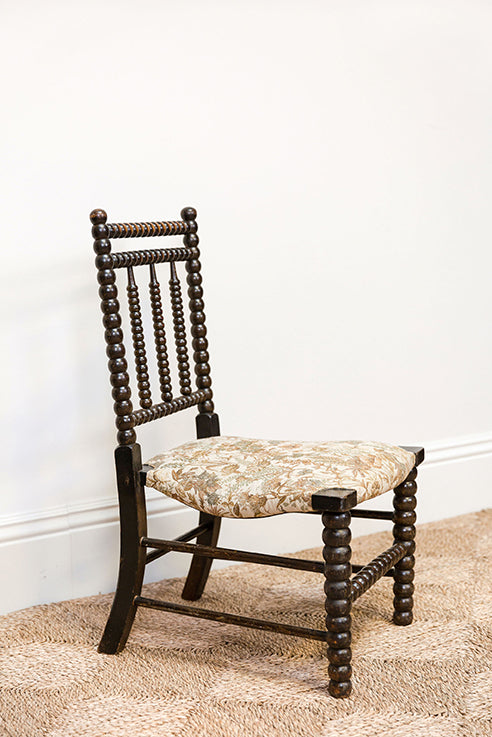 Low Fireside Bobbin Tapestry Chair