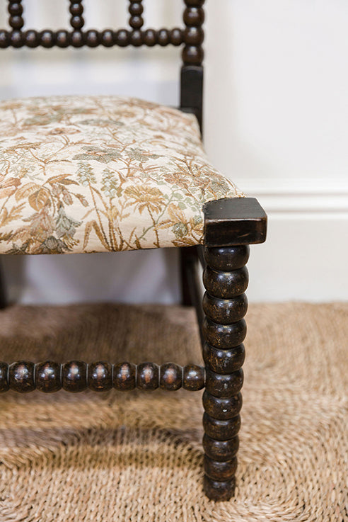 Low Fireside Bobbin Tapestry Chair