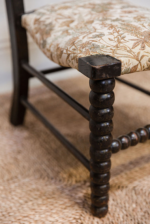 Low Fireside Bobbin Tapestry Chair