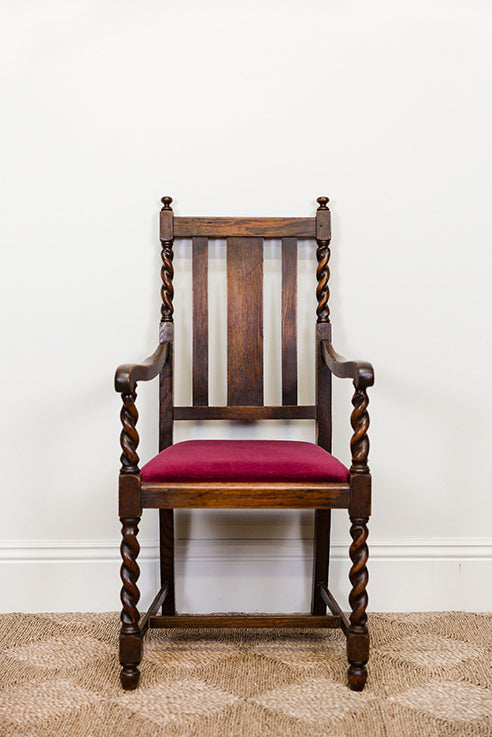 Oak Barley Twist Carver Chair