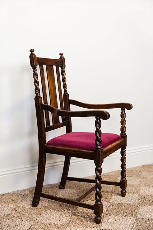 Oak Barley Twist Carver Chair