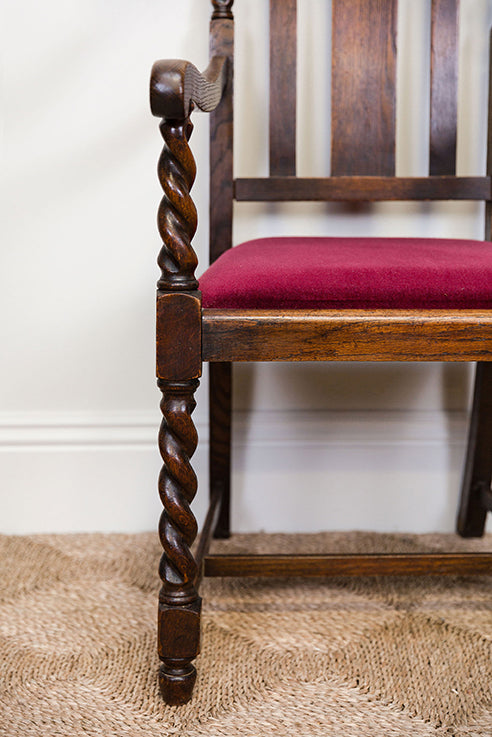 Oak Barley Twist Carver Chair