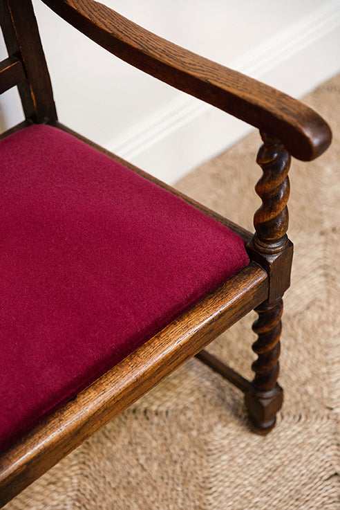 Oak Barley Twist Carver Chair
