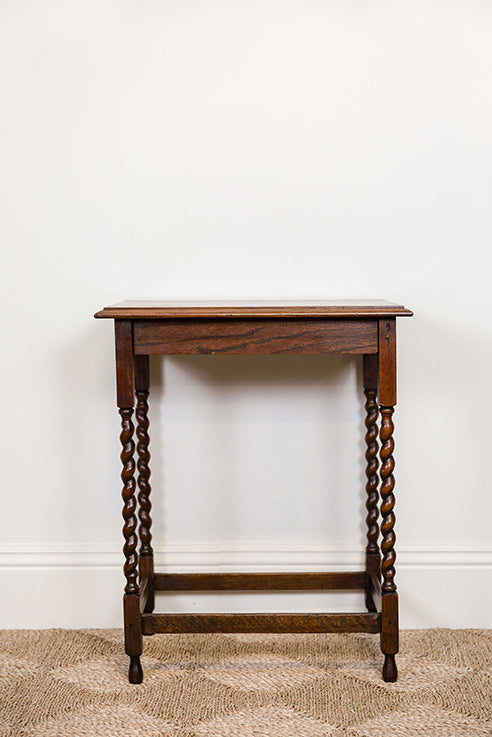 Oak Lamp Table w/ Barley Twist Legs