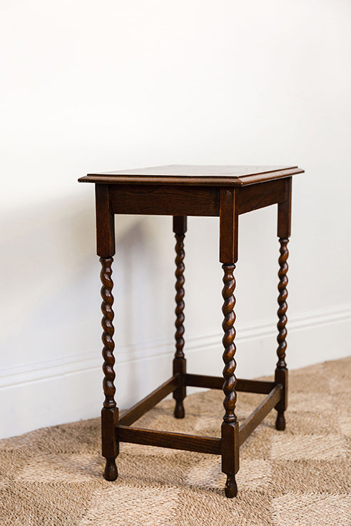 Oak Lamp Table w/ Barley Twist Legs