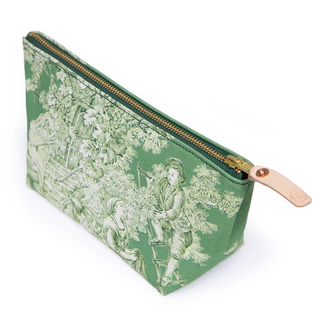 Vintage Emerald Toile Travel Clutch