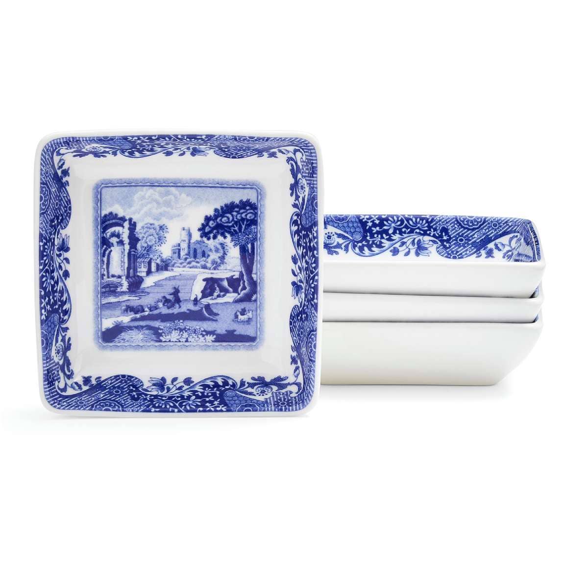 BLUE ITALIAN SQUARE DISH 3" S/4