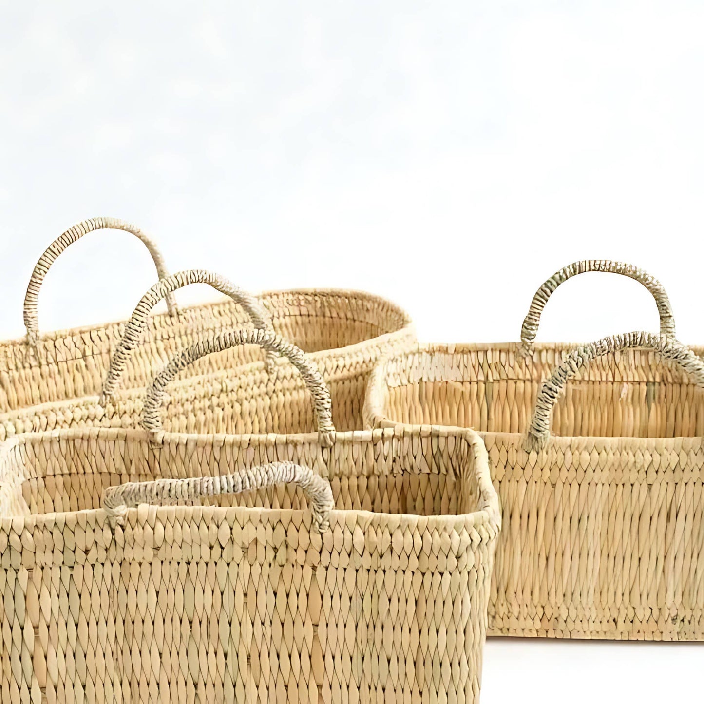 Handwoven Reed Basket Storage Bin Boho Nursery Decor