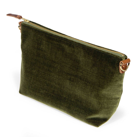 Everyday Velvet Clutch- Dark Olive