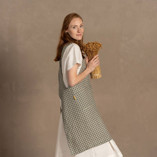Gingham Linen Apron