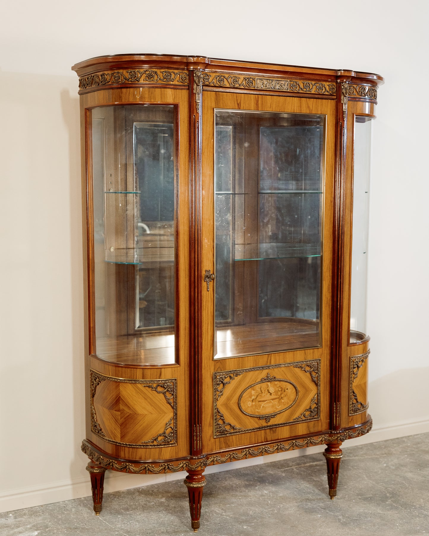 French Curved Front China Cabinet