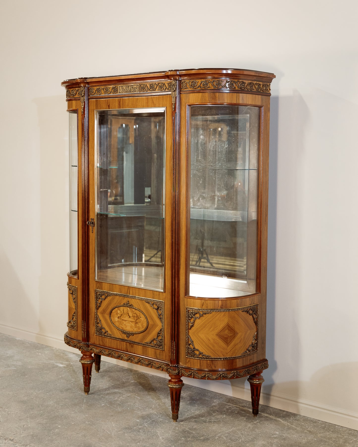 French Curved Front China Cabinet