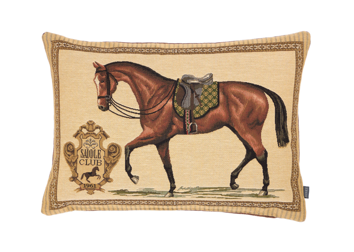 Saddle Club Tapestry Cushion with Faux Leather Back- 33x46cm