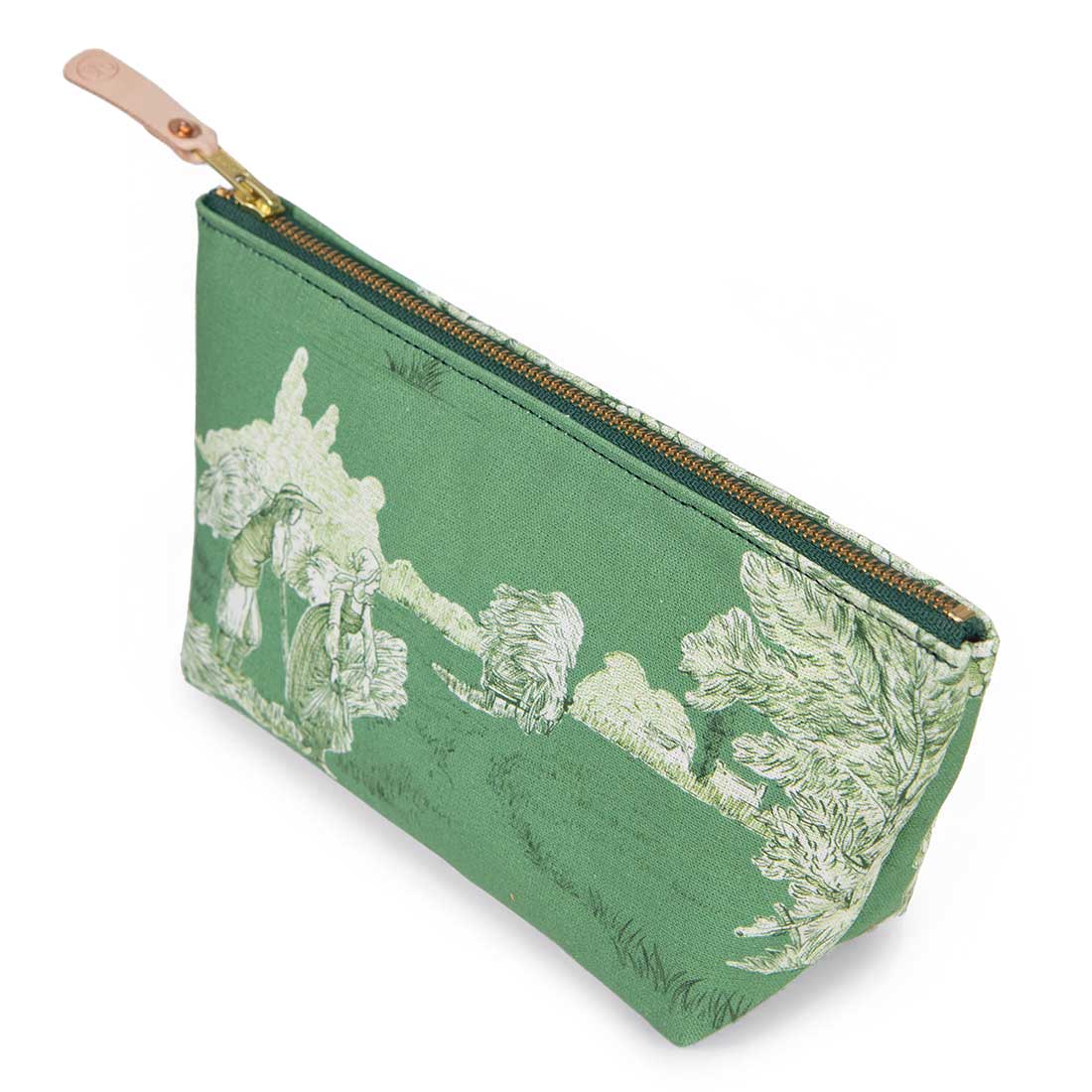 Vintage Emerald Toile Travel Clutch