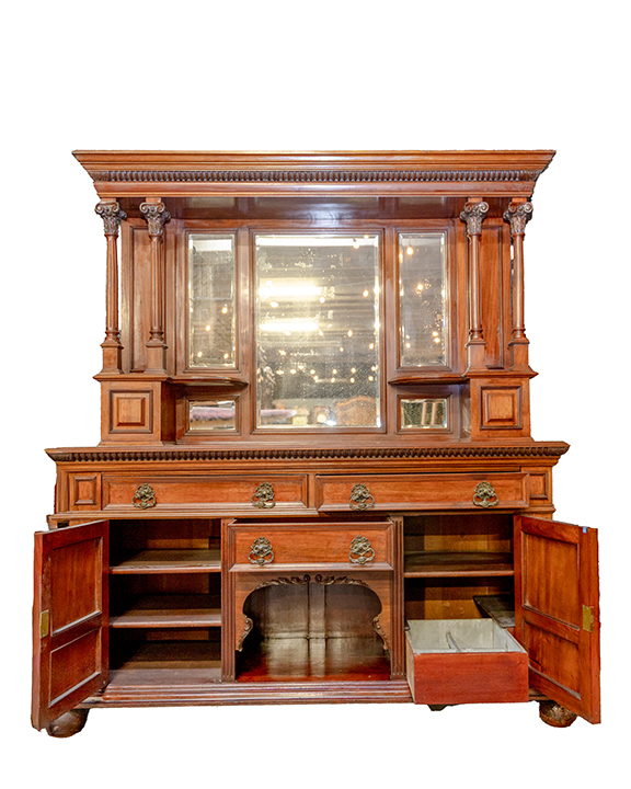 British Walnut Buffet Cherry Saloon Mirrored Sideboard