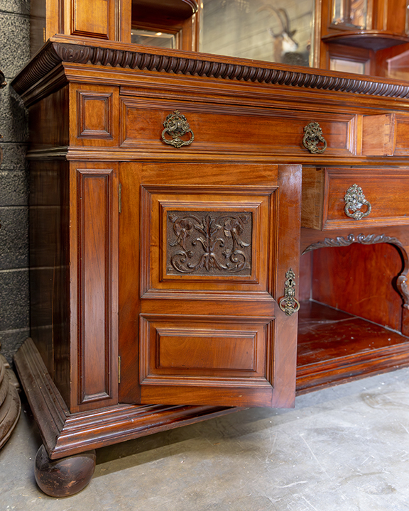 British Walnut Buffet Cherry Saloon Mirrored Sideboard