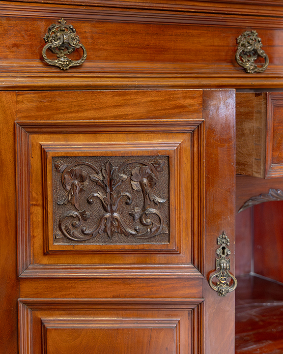 British Walnut Buffet Cherry Saloon Mirrored Sideboard