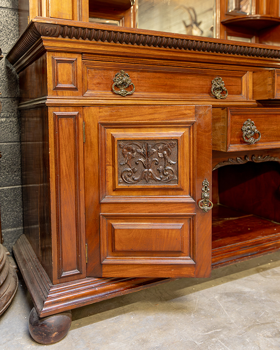 British Walnut Buffet Cherry Saloon Mirrored Sideboard