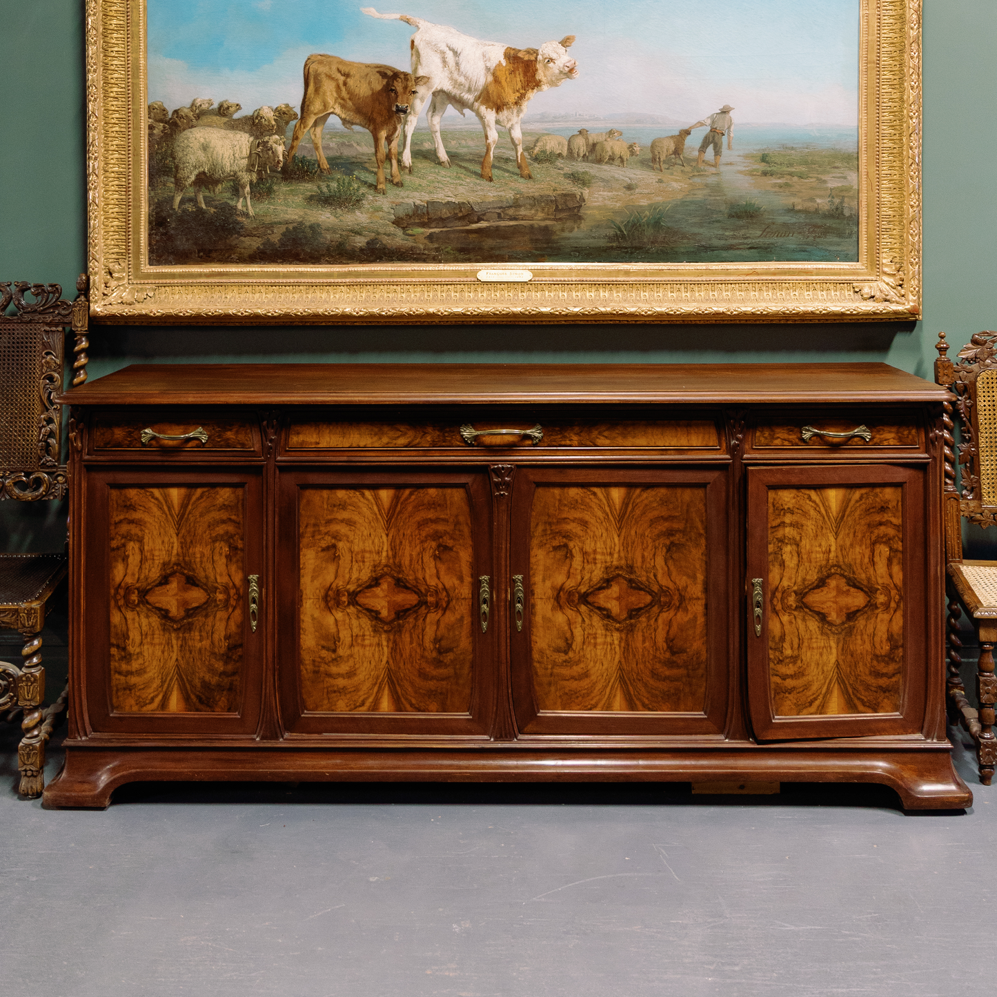 Majorelle 19th Century Empire Style Sideboard Mahogany Wood
