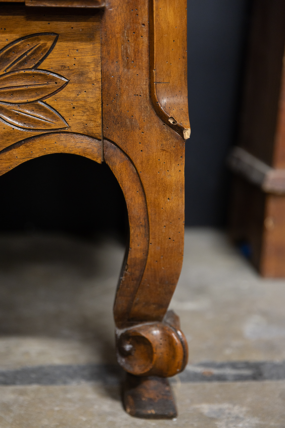 French Louis XV Burled Wood Wardrobe w/ Grape & Leaf Carvings