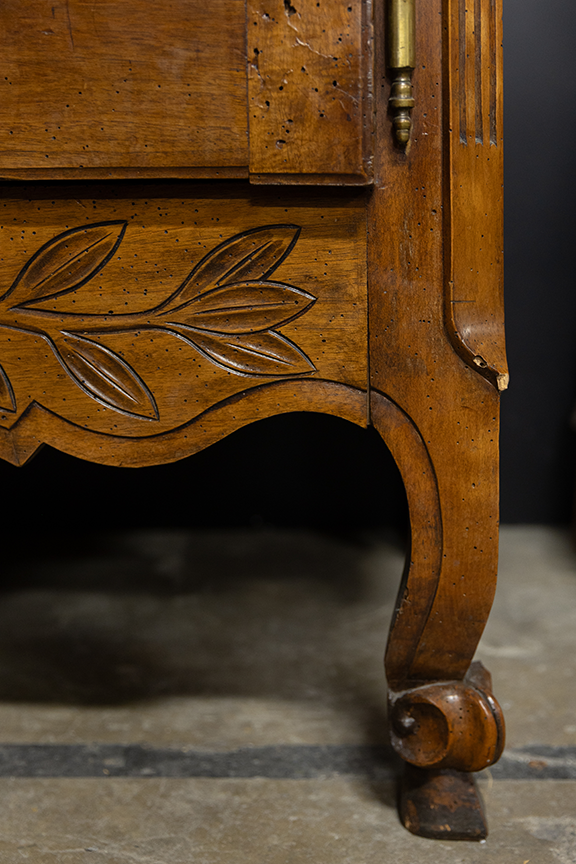 French Louis XV Burled Wood Wardrobe w/ Grape & Leaf Carvings